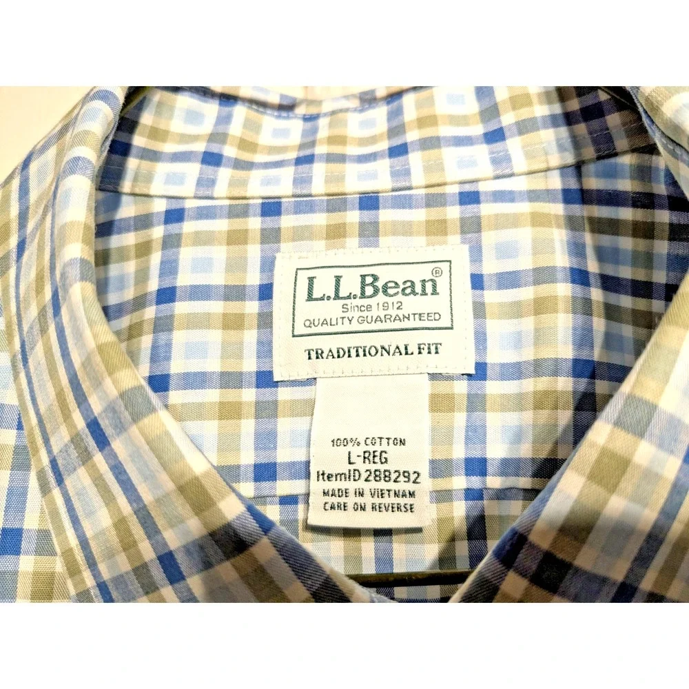 VTG. LL Bean Mens Sz: L Traditional Fit Button Down Shirt Plaid Cotton Pristine! - Picture 12 of 16